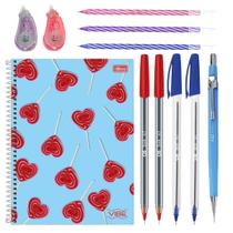 Kit Escolar com 10 Itens Conjunto Caderno Canetas Lapiseira Colorido Unissex Prático Corretivo Aula Cor:Tipo 1 Kit Escolar com 10 Itens Conjunto Caderno Canetas Lapiseira Colorido Unissex Prático Corretivo Aula Cor:Tipo 1