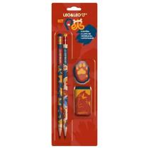 Kit Escolar Com 2 Lápis Hb Apontador Borracha Leo E Leo Pets