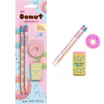 Kit Escolar Com 4 Peças Lápis Grafite Apontador Borracha Donuts Volta As Aulas Kit Escolar Com 4 Peças Lápis Grafite Apontador Borracha Donuts Volta As Aulas