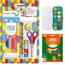 Kit Escolar Com Lápis Apontador Tesoura Caneta Hidrográfica E Aquarela Smille Kit Escolar Com Lápis Apontador Tesoura Caneta Hidrográfica E Aquarela Smille