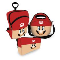 Kit Escolar com Mochila + Bolsa Lancheira + Nécessaire Estojo Plus - Mário