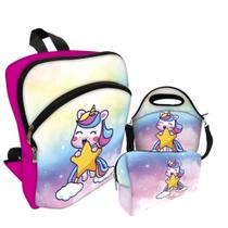 Kit Escolar com Mochila + Bolsa Lancheira + Nécessaire Estojo Plus - Unicórnio Color 1