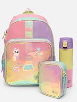 Kit escolar com mochila+estojo+garrafa color block puket