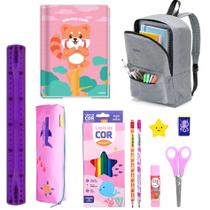 Kit Escolar Com Mochila Reforçada 7 Itens Essenciais