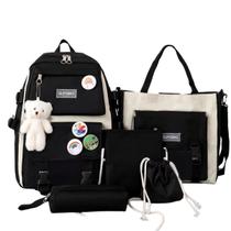 Kit Escolar Completo Feminino Moderno Volta as Aula Mochila Espaçosa Estojo Mini Bolsa Sacola Transversal Multifuncional