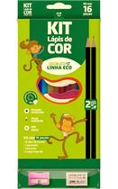 Kit Escolar Completo Lápis de Cor Lápis Preto Apontador e Borracha Leo&Leo