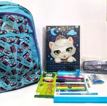 kit Escolar Completo mochila Caderno 12 matérias uni 240fls cd estojo lápis de cor canetas
