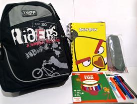 kit Escolar Completo mochila Caderno uni 200fls 10 matérias cd lapiseira canetas kit Escolar Completo mochila Caderno uni 200fls 10 matérias cd lapiseira canetas