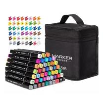 Kit Escolar de Canetinhas Permanente 48 Cores Marcador Colorir C/ Bolsa