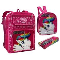 Kit Escolar De Menina Mochila Grande Com Estojo E Lancheira