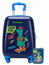 Kit Escolar Dinossauro Mini Mala Viagem Bordo + Estojo Box