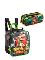Kit Escolar Dinossauro Rex Lancheira Térmica + Estojo Duplo