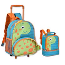 Kit Escolar Dinossauros Com Mochila De Carrinho E Lancheira