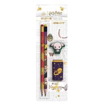 Kit escolar escrita harry potter 2 lapis hb apontador borracha - leonora