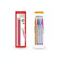 Kit Escolar Faber-Castell 3 Lápis Grafite Grip+ Caneta 4 Cores Coloridas Kit Escolar Faber-Castell 3 Lápis Grafite Grip+ Caneta 4 Cores Coloridas