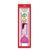 Kit Escolar Faber-Castell Grip Rosa - Lápis Grafite + Borracha + Apontador Ergonômico com Tecnologia Antiderrapante