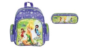 Kit Escolar Fadas Sininho Mochila De Costas + Estojo Duplo Kit Escolar Fadas Sininho Mochila De Costas + Estojo Duplo