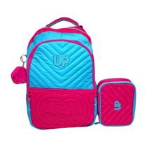 Kit Escolar Feminino Mochila Costas + Estojo Quadrado UP4YOU