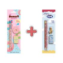 Kit Escolar Fini e Donut Lápis + Borrachas + Apontadores Kit Escolar Fini e Donut Lápis + Borrachas + Apontadores