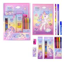 Kit Escolar Fofy Encanto 33 Peças Com Lápis E Borracha
