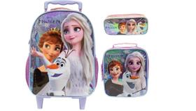 Kit Escolar Frozen G Mochila De Rodas + Lancheira + Estojo