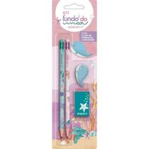 Kit Escolar Fundo do Mar HB com 4 peças - Leonora Kit Escolar Fundo do Mar HB com 4 peças - Leonora