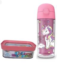 Kit Escolar Garrafa E Potinho Hermético P/ Lanches