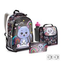 Kit Escolar Gatinha - Preto - Seanite KT41382