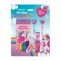 Kit Escolar Harry Potter, Hello Kitty , Superman e Unicórnio LeoLeo 18 Itens Lápis de Cor 12 Cores Lápis HB Tesoura Cola Borracha Apontador