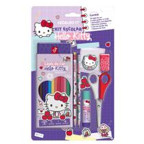 Kit Escolar Harry Potter, Hello Kitty , Superman e Unicórnio LeoLeo 18 Itens Lápis de Cor 12 Cores Lápis HB Tesoura Cola Borracha Apontador