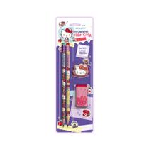 Kit Escolar Hello Kitty 2 Lápis + Borracha + Apontador - Leo&Leo Kit Escolar Hello Kitty 2 Lápis + Borracha + Apontador - Leo&Leo