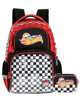 Kit Escolar Hot Wheels Mochila Costas + Estojo Box Original