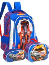 Kit Escolar Hot Wheels Mochila Costas + Lancheira + Estojo L