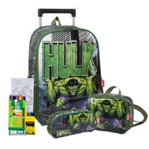 Kit Escolar Hulk Mochila Carrinho Estojo Lancheira Infantil Kit Escolar Hulk Mochila Carrinho Estojo Lancheira Infantil