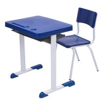 Kit Escolar Individual Azul Mesa e Cadeira Juvenil 06 a 09 Anos Kit Escolar Individual Azul Mesa e Cadeira Juvenil 06 a 09 Anos
