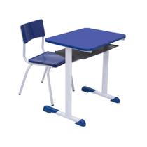 Kit Escolar Individual Mesa e Cadeira Infatil cor Azul Kit Escolar Individual Mesa e Cadeira Infatil cor Azul