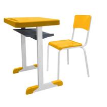 Kit Escolar Individual (Mesa e Cadeira) JUVENIL 06 a 09 Anos REALPLAST - COR AMARELO - 41083