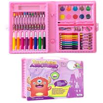 Kit Escolar Infantil 60 Peças Maleta Rosa Para Pintar Volta Às Aulas Para Meninas Kit Escolar Infantil 60 Peças Maleta Rosa Para Pintar Volta Às Aulas Para Meninas