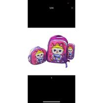 Kit Escolar Infantil Bolsa Lancheira Estojo Estampas 3D Menina e Menino com luzes