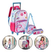 Kit Escolar Infantil Clio Style Mochila com Rodinhas Arco Íris Lancheira Térmica Estojo Kit Escolar Infantil Clio Style Mochila com Rodinhas Arco Íris Lancheira Térmica Estojo