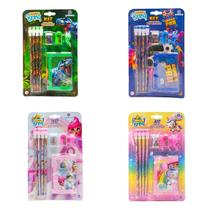 Kit Escolar Infantil Com 4 Lápis e Carteira Gamer Dinossauros Doces e Unicórnios Kit Escolar Infantil Com 4 Lápis e Carteira Gamer Dinossauros Doces e Unicórnios