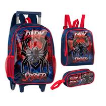 Kit Escolar Infantil Dark Spider Mochila Lancheira e Estojo