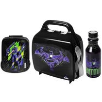 Kit Escolar Infantil do Batman Lancheira Sanduicheira e Garrafa de água Plasútil