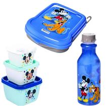 Kit Escolar Infantil Hora do Lanche Garrafinha Pote Sanduicheira Divertidamente Herois Minions