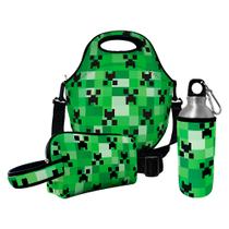 Kit Escolar Infantil Lancheira Térmica + Necessaire Plus + Squeeze de Alumínio ISOPRENE Creeper Mine Kit Escolar Infantil Lancheira Térmica + Necessaire Plus + Squeeze de Alumínio ISOPRENE Creeper Mine