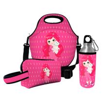 Kit Escolar Infantil Lancheira Térmica + Necessaire Plus + Squeeze de Alumínio ISOPRENE Menina Frutinha