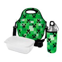 Kit Escolar Infantil Lancheira Térmica + Pote Marmita + Squeeze de Alumínio ISOPRENE Creeper Mine Kit Escolar Infantil Lancheira Térmica + Pote Marmita + Squeeze de Alumínio ISOPRENE Creeper Mine
