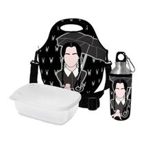 Kit Escolar Infantil Lancheira Térmica + Pote Marmita + Squeeze de Alumínio ISOPRENE Menina Família Monstro