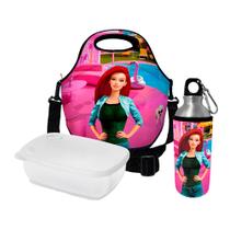 Kit Escolar Infantil Lancheira Térmica + Pote Marmita + Squeeze de Alumínio ISOPRENE Menina Ruiva Glamour