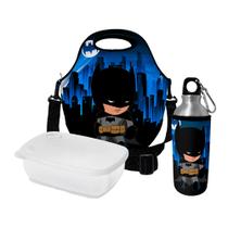 Kit Escolar Infantil Lancheira Térmica + Pote Marmita + Squeeze de Alumínio ISOPRENE Menino Noturno